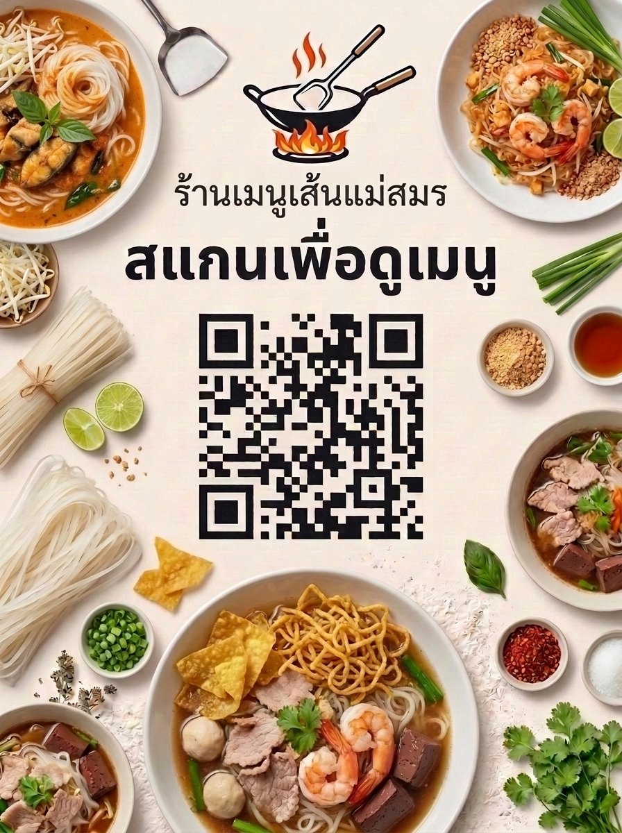 ตัวอย่าง QR Code ที่สร้างจากระบบนำไปพิมพ์ตั้งโต๊ะ